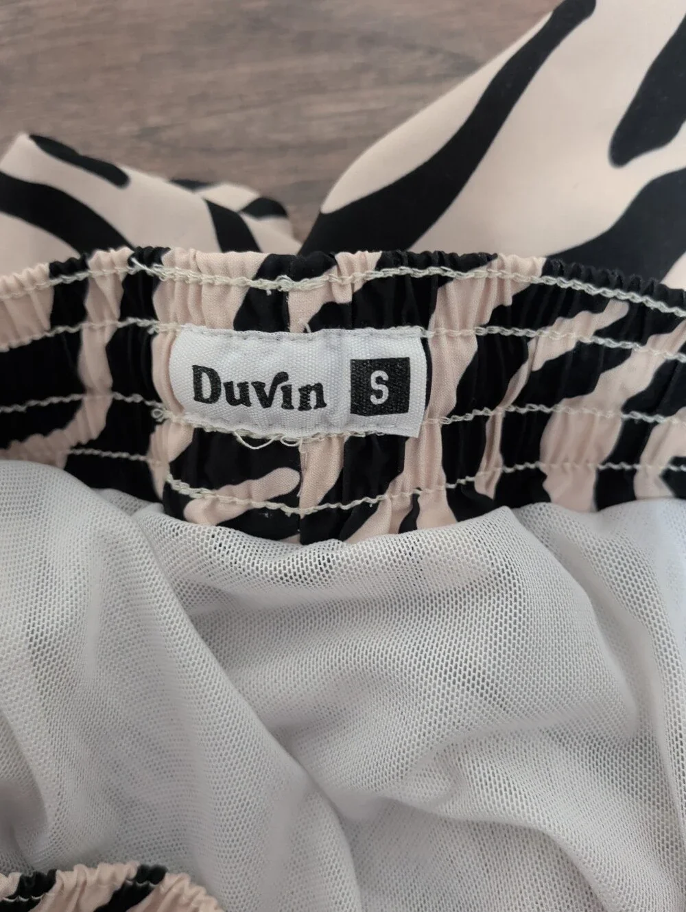 Duvin Swim Shorts Mens Small Zebra Disco Trunks Rainbow Stripe Brief Lined